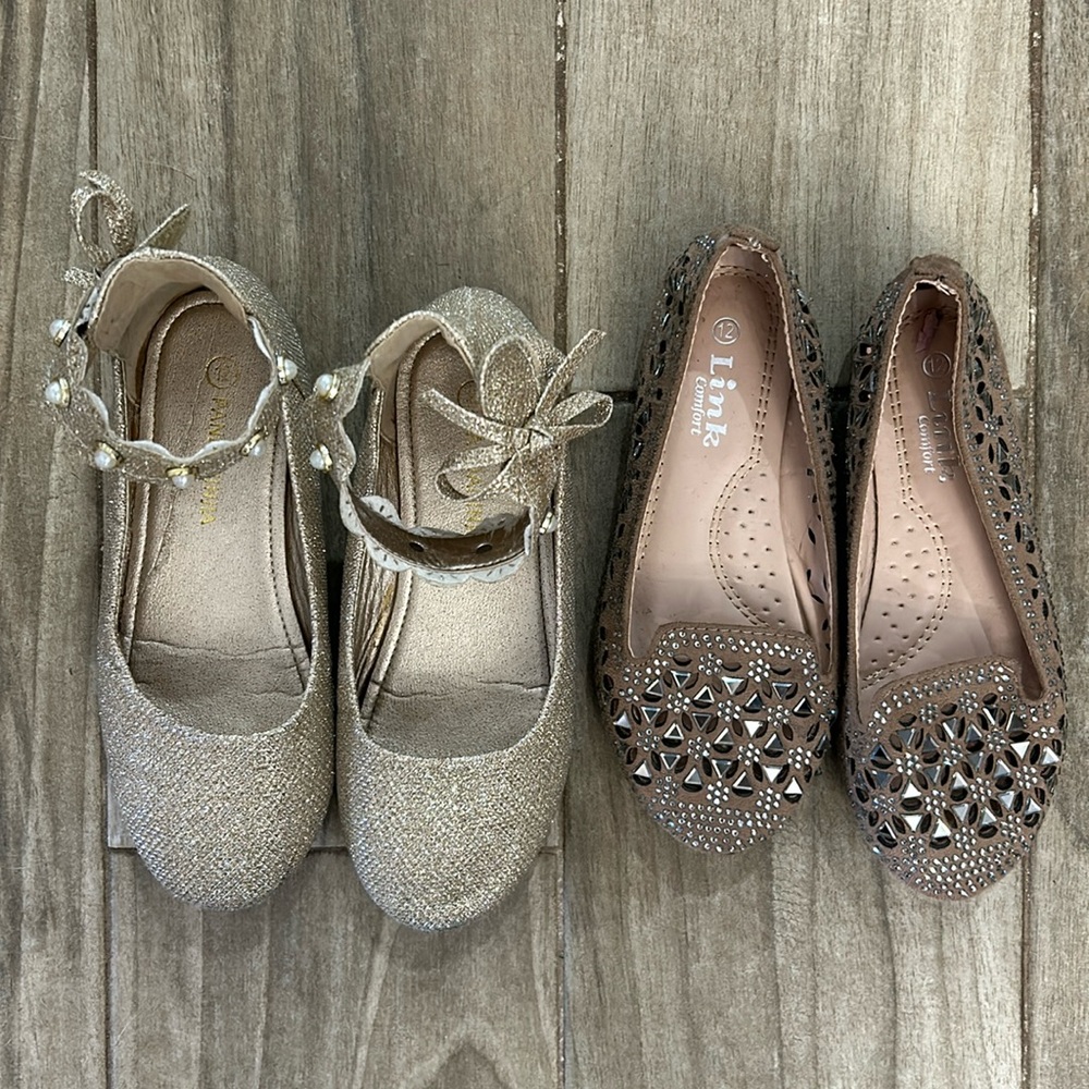 Gold girls dressy shoes size 12